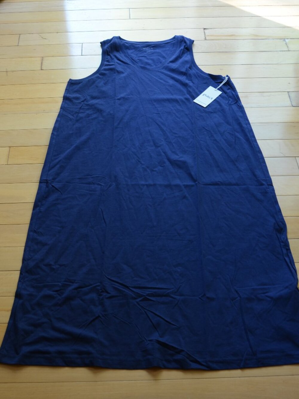Pact Women's Navy Blue Organic Cotton Tank Midi Dress Size XXL NWT